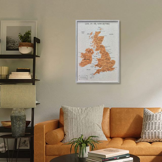 Splosh Travel Map - UK & Ireland Map - Large - Grey