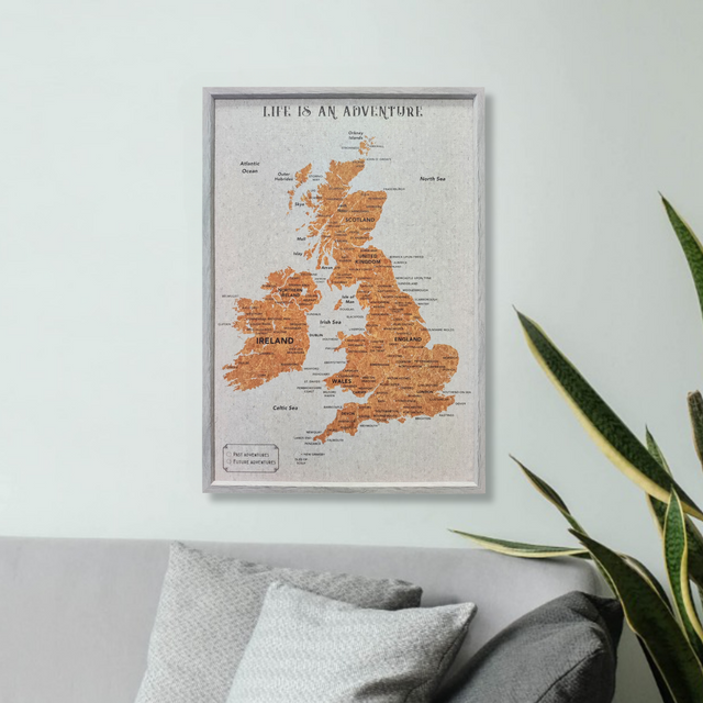 Splosh Travel Map - UK & Ireland Map - Large - Grey