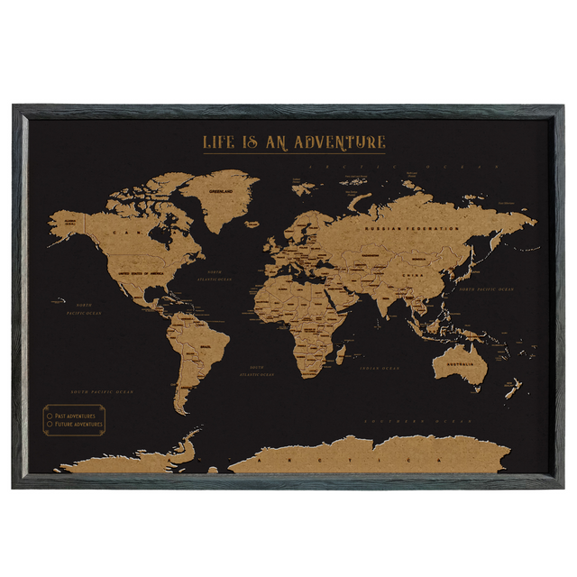 Splosh Travel Map - World Map - XL Desk - Black