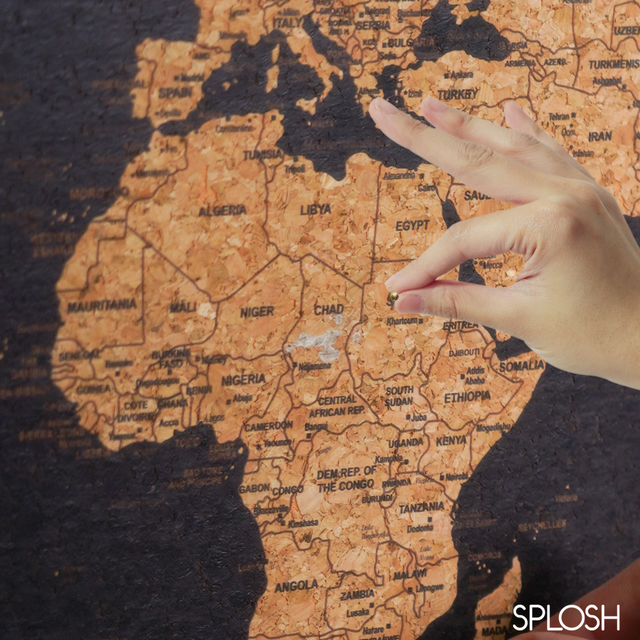Splosh Travel Map - World Map - XL Desk - Black