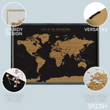 Splosh Travel Map - World Map - XL Desk - Black