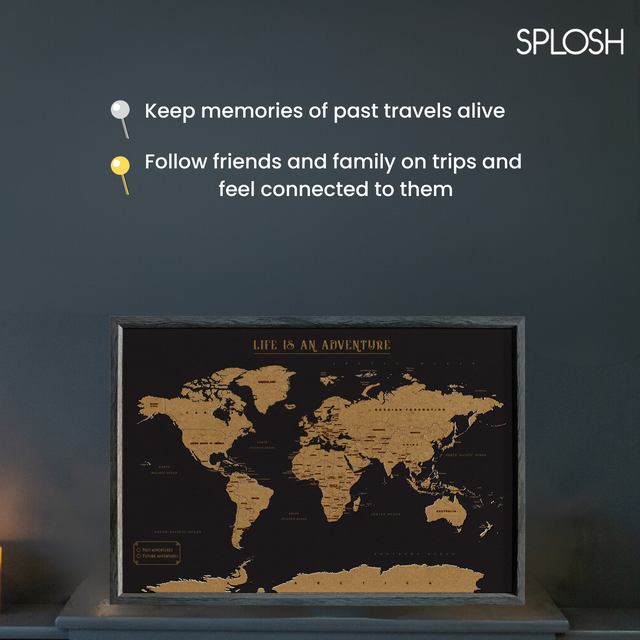 Splosh Travel Map - World Map - XL Desk - Black