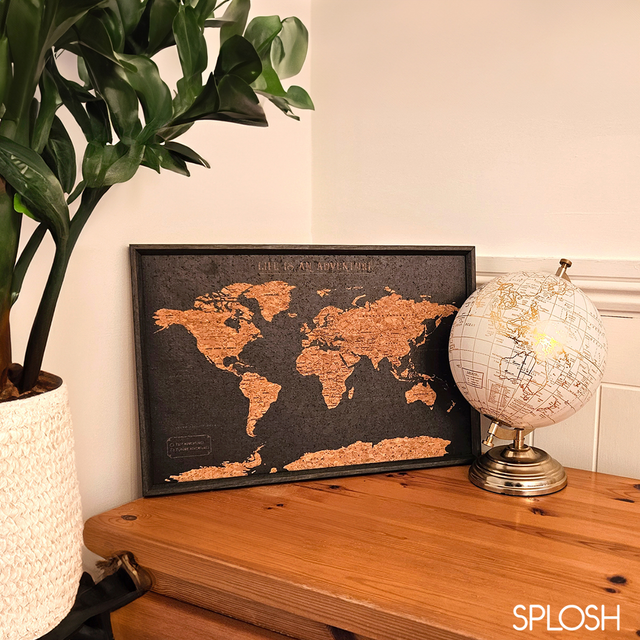 Splosh Travel Map - World Map - XL Desk - Black