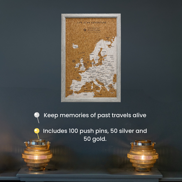 Splosh Travel Map - Inverted Europe Map - Small - Grey