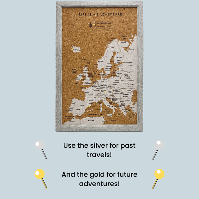 Splosh Travel Map - Inverted Europe Map - Small - Grey