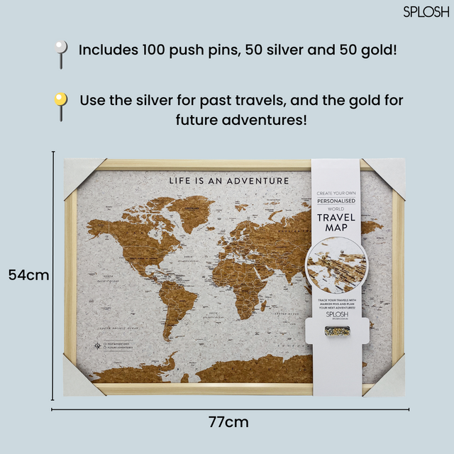 Splosh Travel Map - World Map - Medium - White