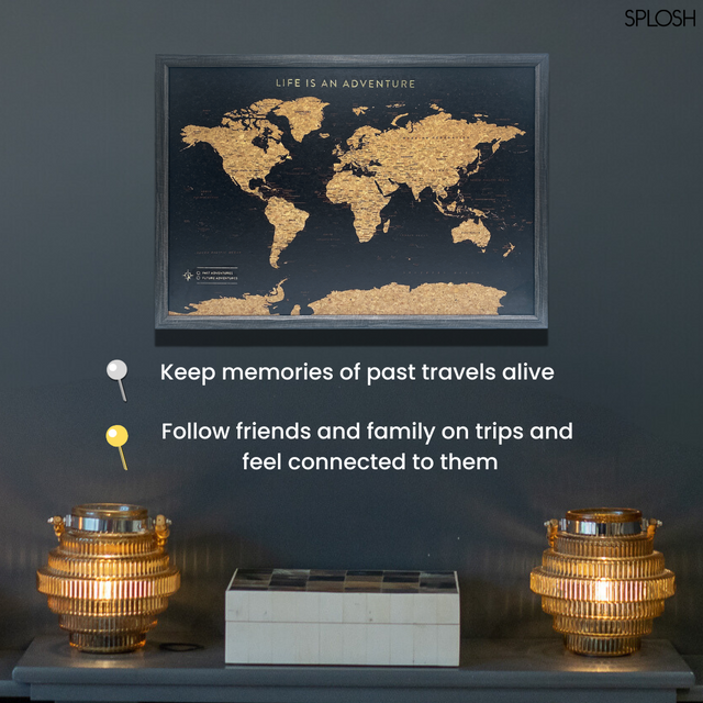 Splosh Travel Map - World Map - Medium - Black