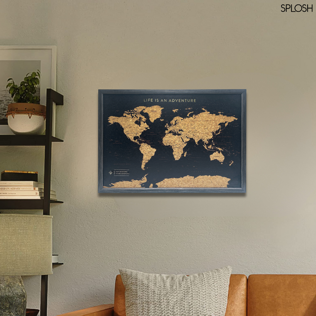 Splosh Travel Map - World Map - Medium - Black