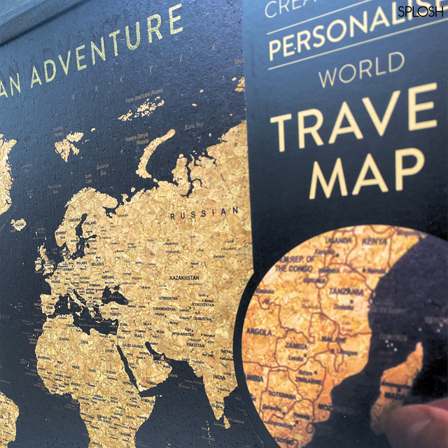 Splosh Travel Map - World Map - Medium - Black