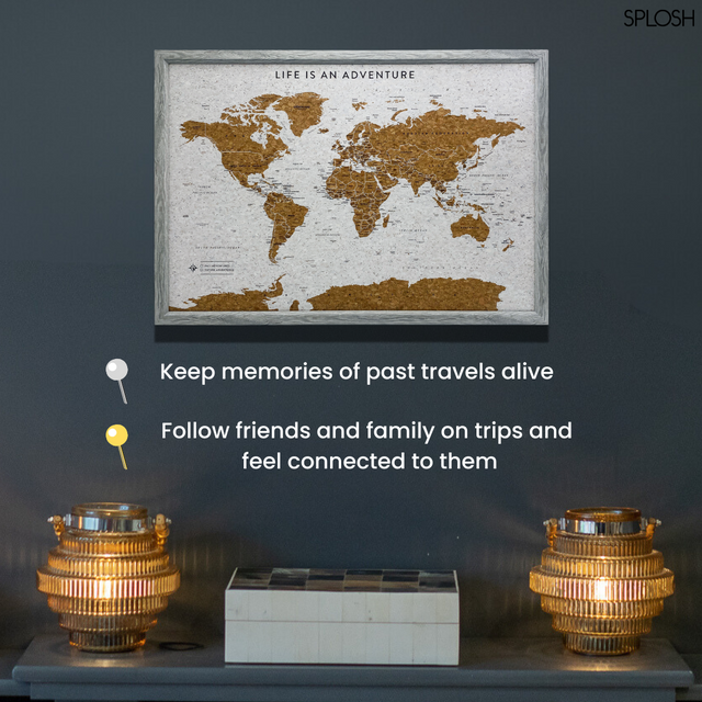 Splosh Travel Map - World Map - Medium - Grey