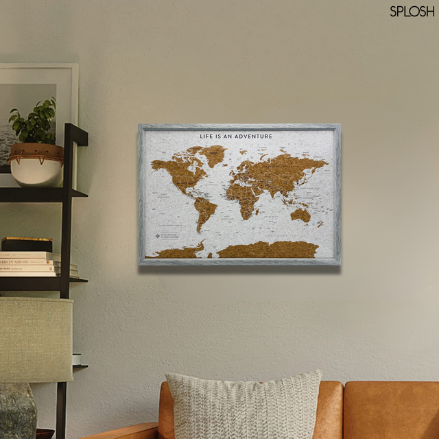 Splosh Travel Map - World Map - Medium - Grey