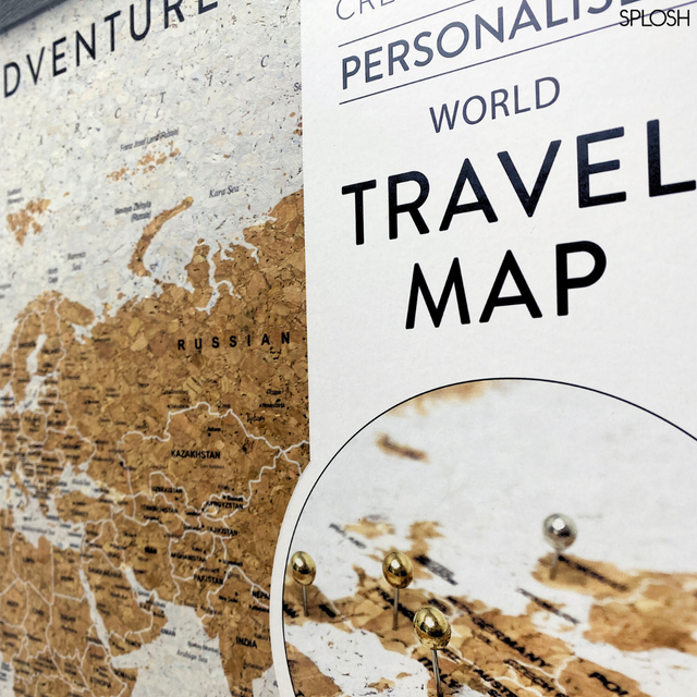 Splosh Travel Map - World Map - Large - Grey