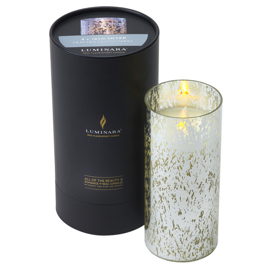 Luminara Indoor 3.0" x 5.0" Candle in Silver Mercury Glass