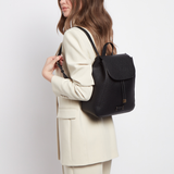 Alice Wheeler Black vegan leather backpack for commuting, travel and everyday use