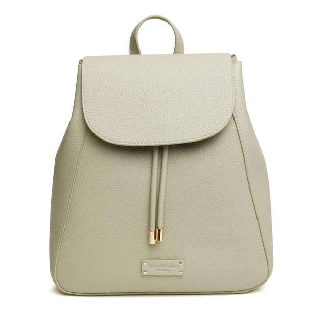 Alice Wheeler Kensington Backpack in Pistachio with adjustable straps and gold-toned hardware