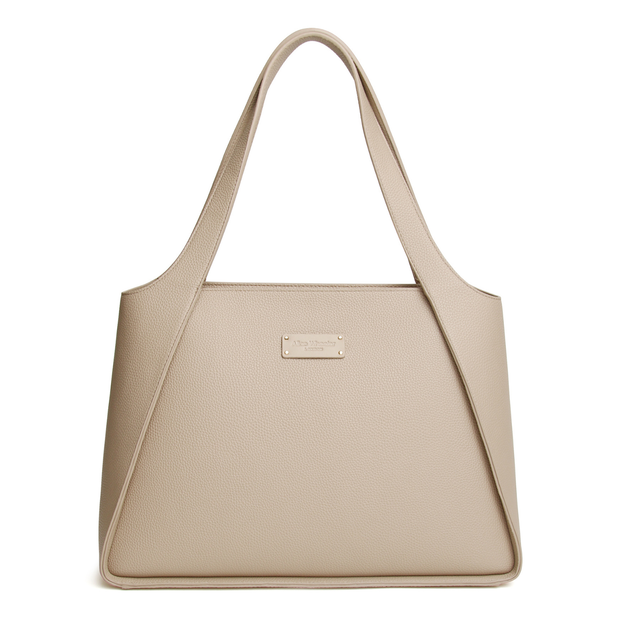 Alice Wheeler Kensington Tote Bag in Stone with spacious zip-top compartment and wide shoulder straps