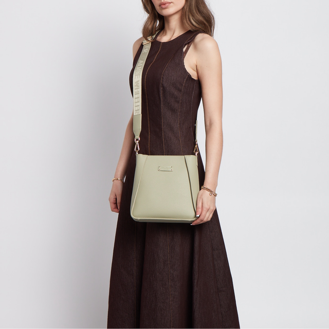 Alice Wheeler Pistachio vegan leather crossbody handbag for work, shopping, travel and everyday use