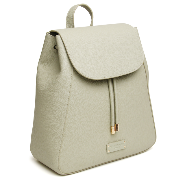 Pistachio Alice Wheeler women’s backpack in smooth vegan leather with rope fastening