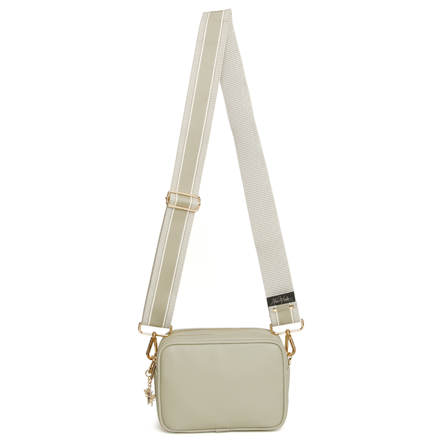 Alice Wheeler Soho Crossbody Bag in Pistachio with matching adjustable shoulder strap full length