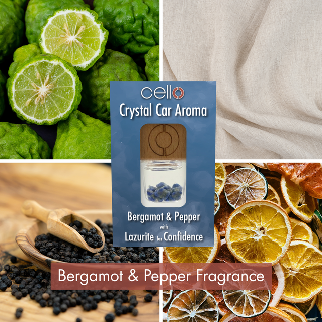 Cello Lazurite Bergamot car aroma diffuser with fresh citrus fragrance