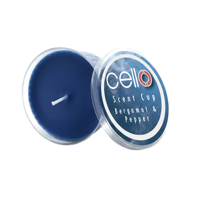 Cello Bergamot and Pepper luxe scent cup candle with fresh citrus fragrance