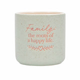 Ceramic plant pot indoor with family message by Splosh