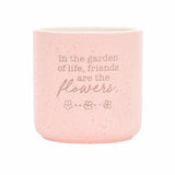 Ceramic plant pot indoor with friendship quote by Splosh