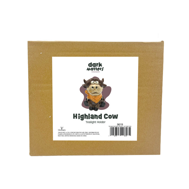 Dark Matters highland cow candle holder decorative home accessory packaging