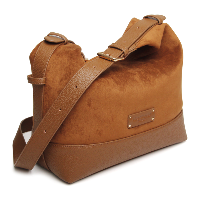 Fudge Kensington Suedette large crossbody handbag by Alice Wheeler London
