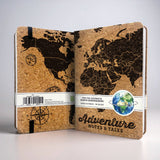 Compact cork travel journal notebook for recording travel memories