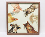 Gleneagles farm animal group 3D canvas wall art featuring horse, sheep, pig and cow in framed countryside artwork