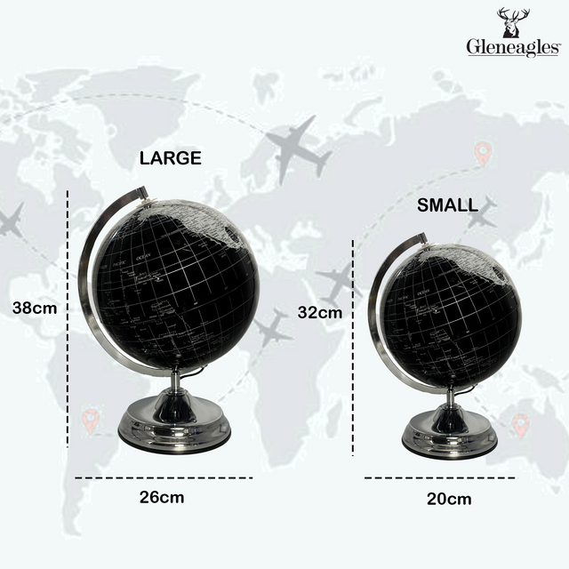 Gleneagles Light Up Travel Globe - Black & Silver