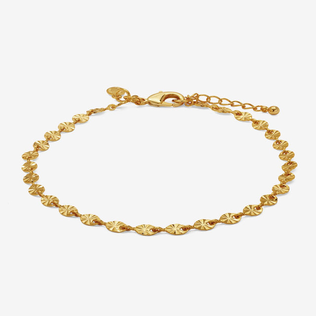 Gold anklet with textured sparkle chain and extender clasp