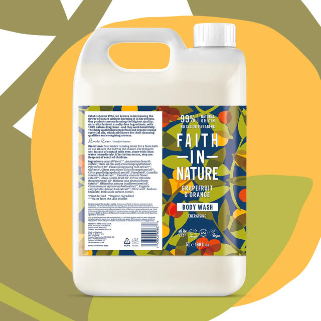 Natural grapefruit and orange body wash refill with uplifting citrus oils