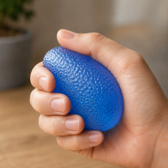 Jelly Drop gel fidget toy being squeezed in hand for stress relief, anxiety reduction and sensory play