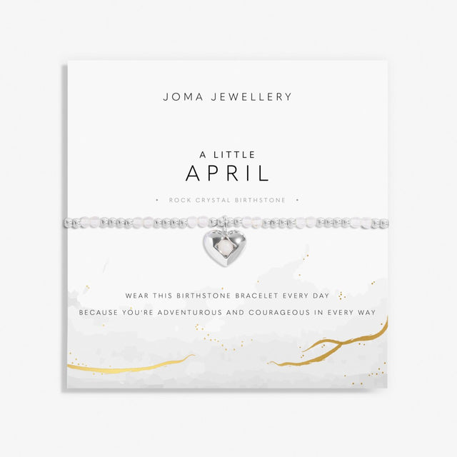 Joma Jewellery A Little April rock crystal birthstone bracelet on sentiment card