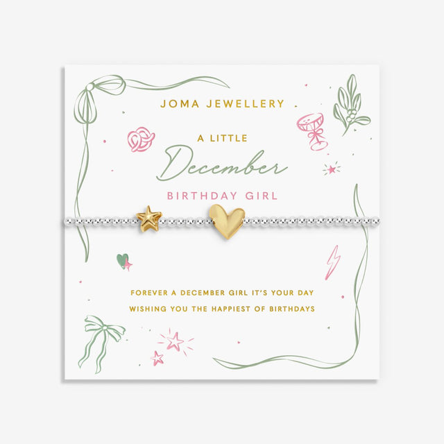 Joma Jewellery A Little December birth month bracelet on sentiment card