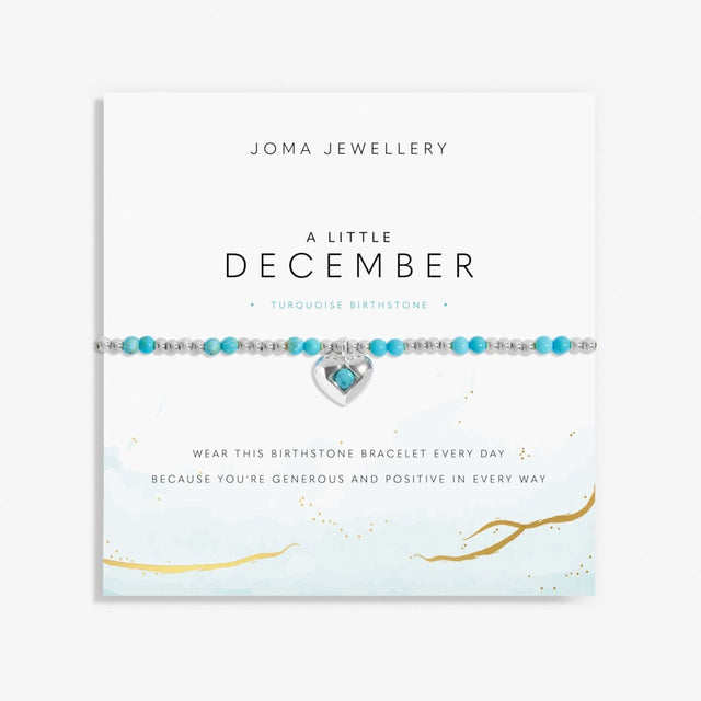 Joma Jewellery A Little December turquoise birthstone bracelet on sentiment card
