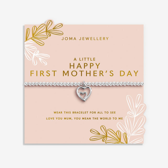 Joma Jewellery A Little Happy First Mother’s Day silver plated bracelet on floral card