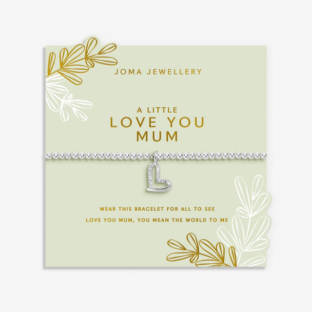 Joma Jewellery A Little Love You Mum silver plated bracelet on floral Mother’s Day card