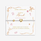 Joma Jewellery A Little March birth month bracelet on sentiment card