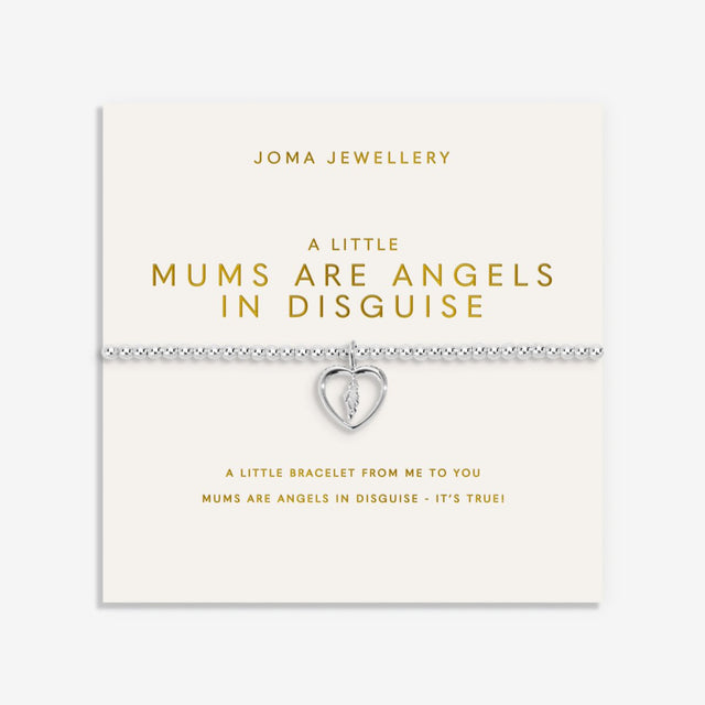Joma Jewellery A Little Mums Are Angels In Disguise silver plated bracelet on Mother’s Day sentiment card