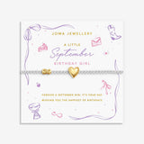 Joma Jewellery A Little September birth month bracelet on sentiment card