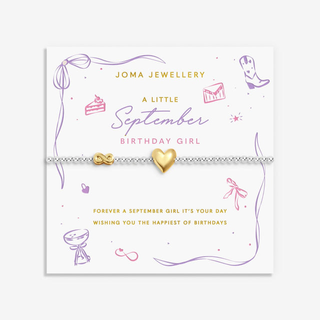 Joma Jewellery A Little September birth month bracelet on sentiment card