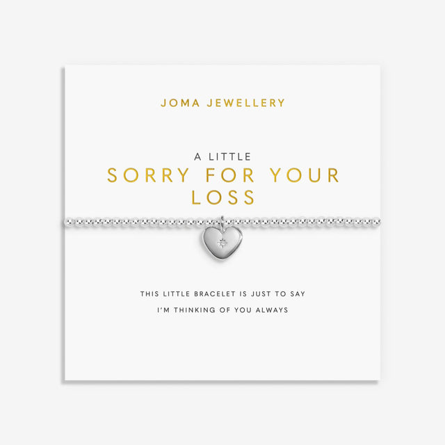 Joma Jewellery A Little Sorry For Your Loss silver plated bracelet on sentiment card