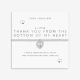 Silver plated Joma Jewellery thank you bracelet presented on sentiment card