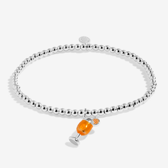 Joma Jewellery A Little Vibes It’s Spritz O’Clock silver-plated beaded bracelet with spritz glass charm