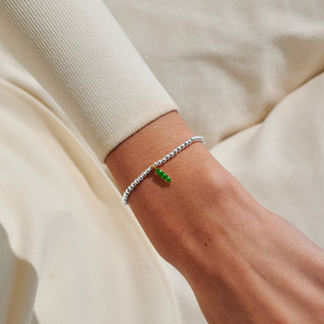 Joma Jewellery A Little Vibes Peas In A Pod silver-plated bracelet worn on the wrist