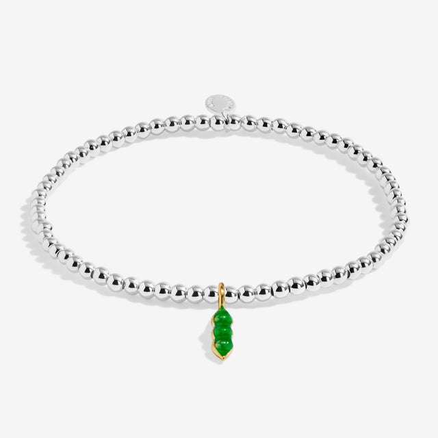 Joma Jewellery A Little Vibes Peas In A Pod silver-plated beaded bracelet with pea pod charm