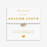 Joma Jewellery A Little Amazing Auntie bracelet with mixed metal heart charms on gold foil card
